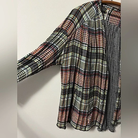 Free People Come On Over Plaid Button-Up Blouse - Picture 6 of 7